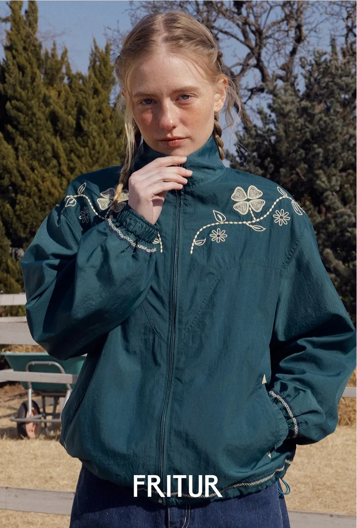 Fritur Embroidery Clover Windbreaker available at LAY Thailand Bangkok