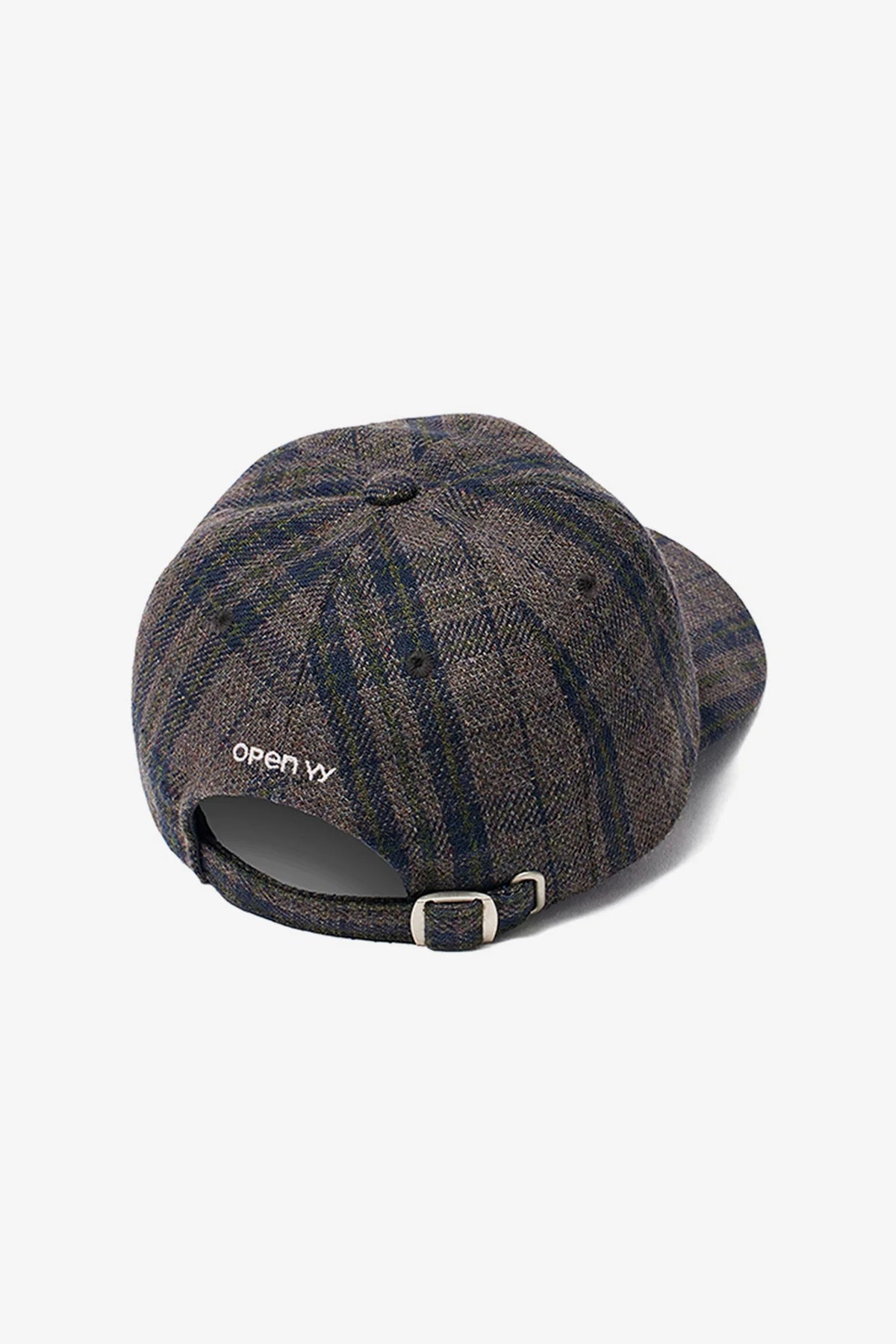 Back view of OPENYY YY Checkered Heart Bone Ball Cap in Brown