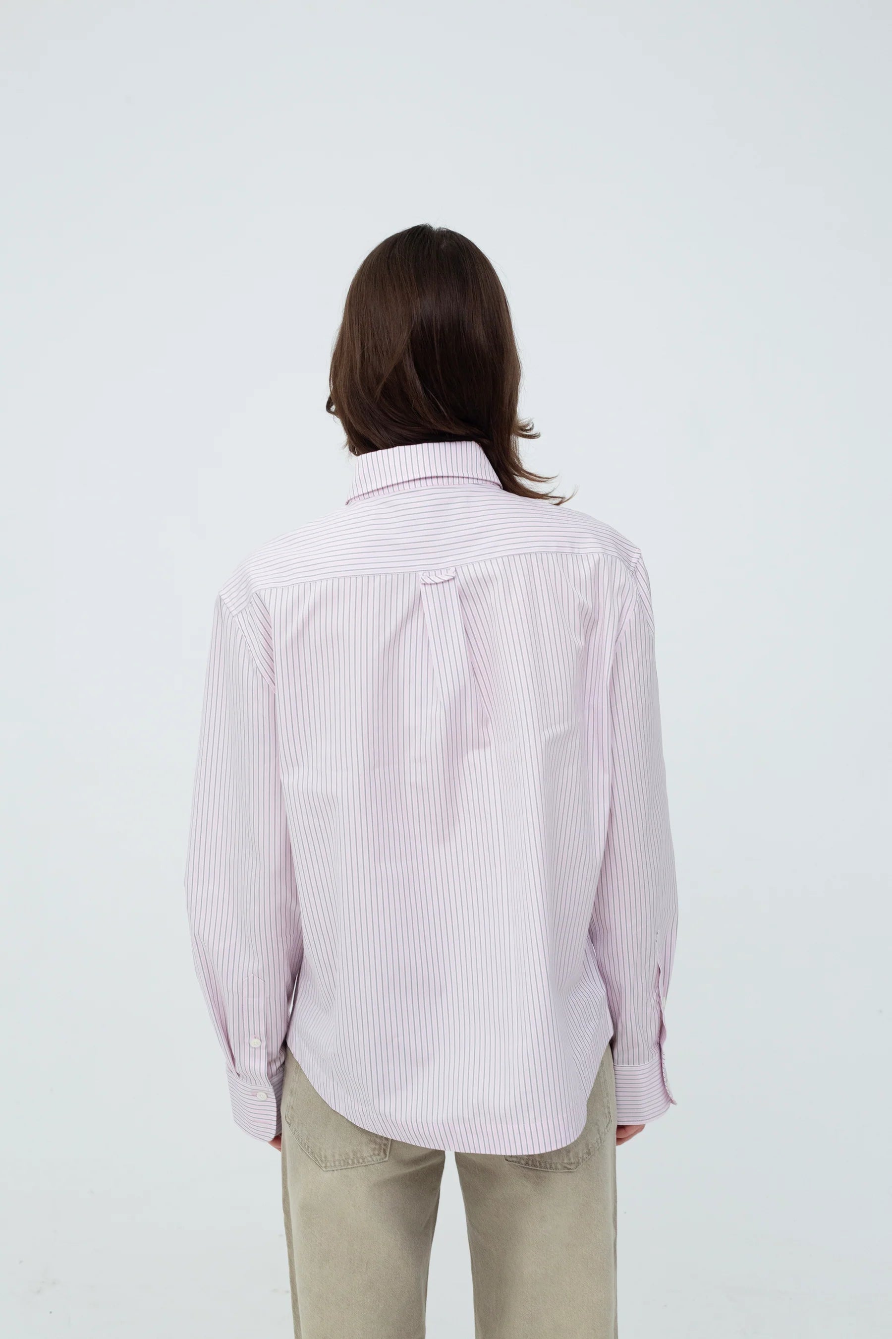 Alexandra Shirt Light Pink by Kernemilk oversized shirt clean behind view premium cotton fabric