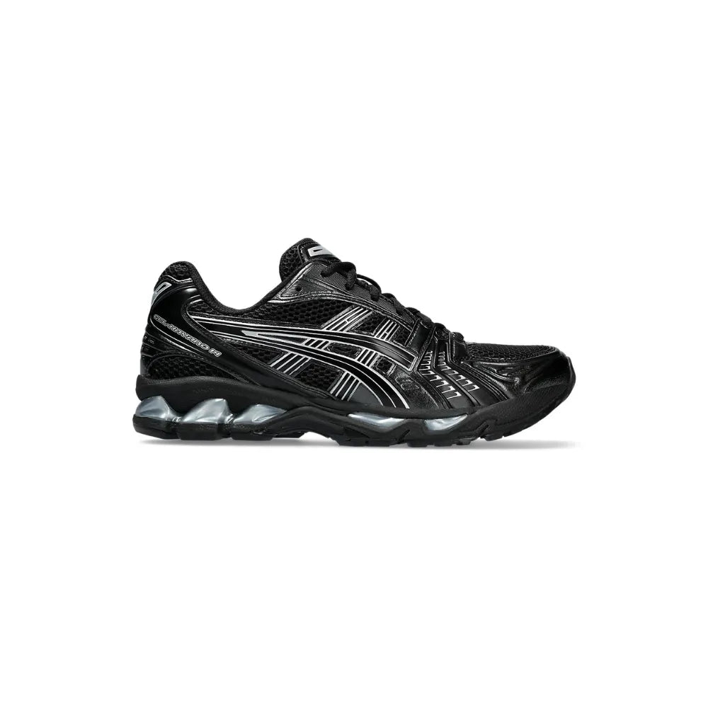 Left side view of ASICS GEL-KAYANO 14 Black Pure Silver