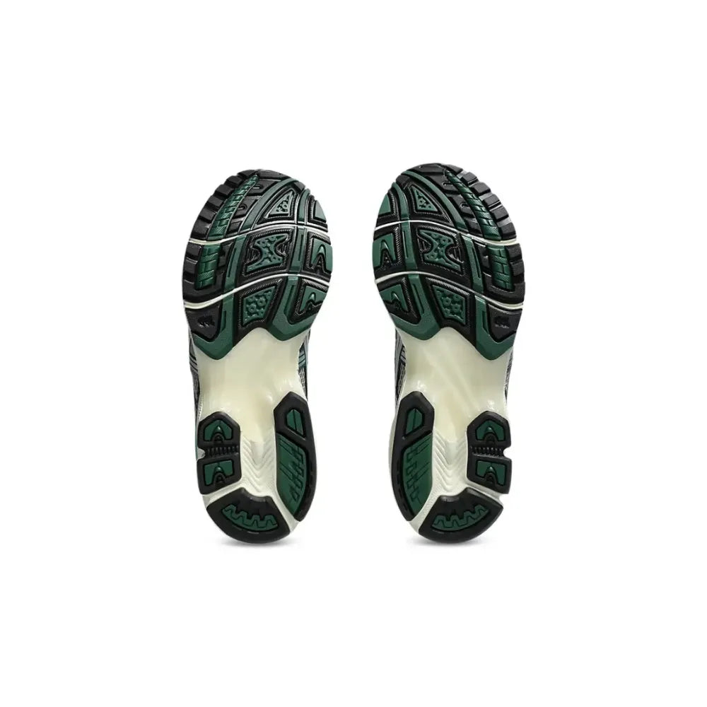 Outsole view of ASICS GEL-KAYANO 14 Dried Leaf Green Pure Silver