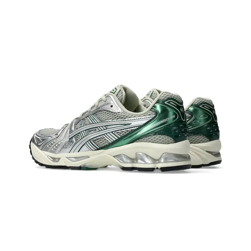 Profile view of ASICS GEL-KAYANO 14 Dried Leaf Green Pure Silver