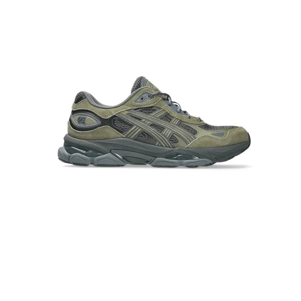 Side view of ASICS GEL-NYC 2.0 in Graphite Grey / Loden Green