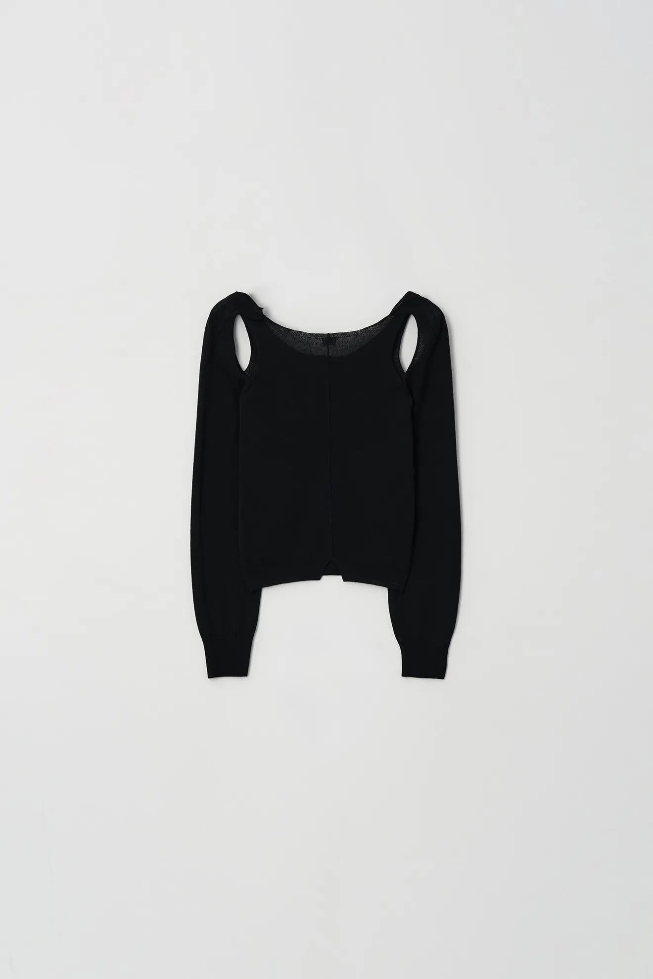 Atelier Edition Cut-Out Detail Wool Knit Top in Black back view