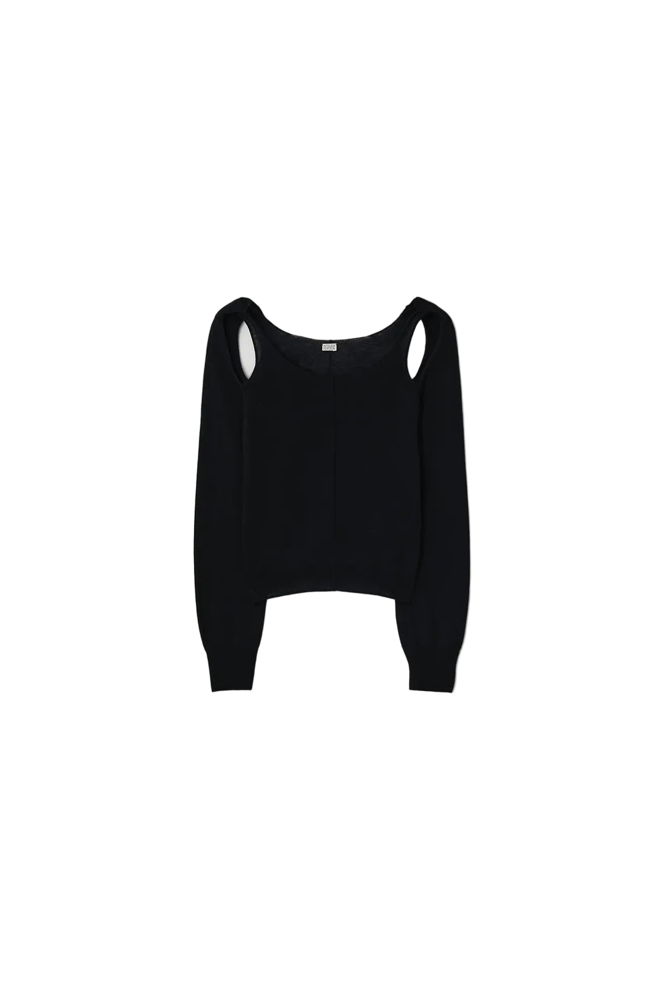 Atelier Edition Cut-Out Detail Wool Knit Top in Black front view