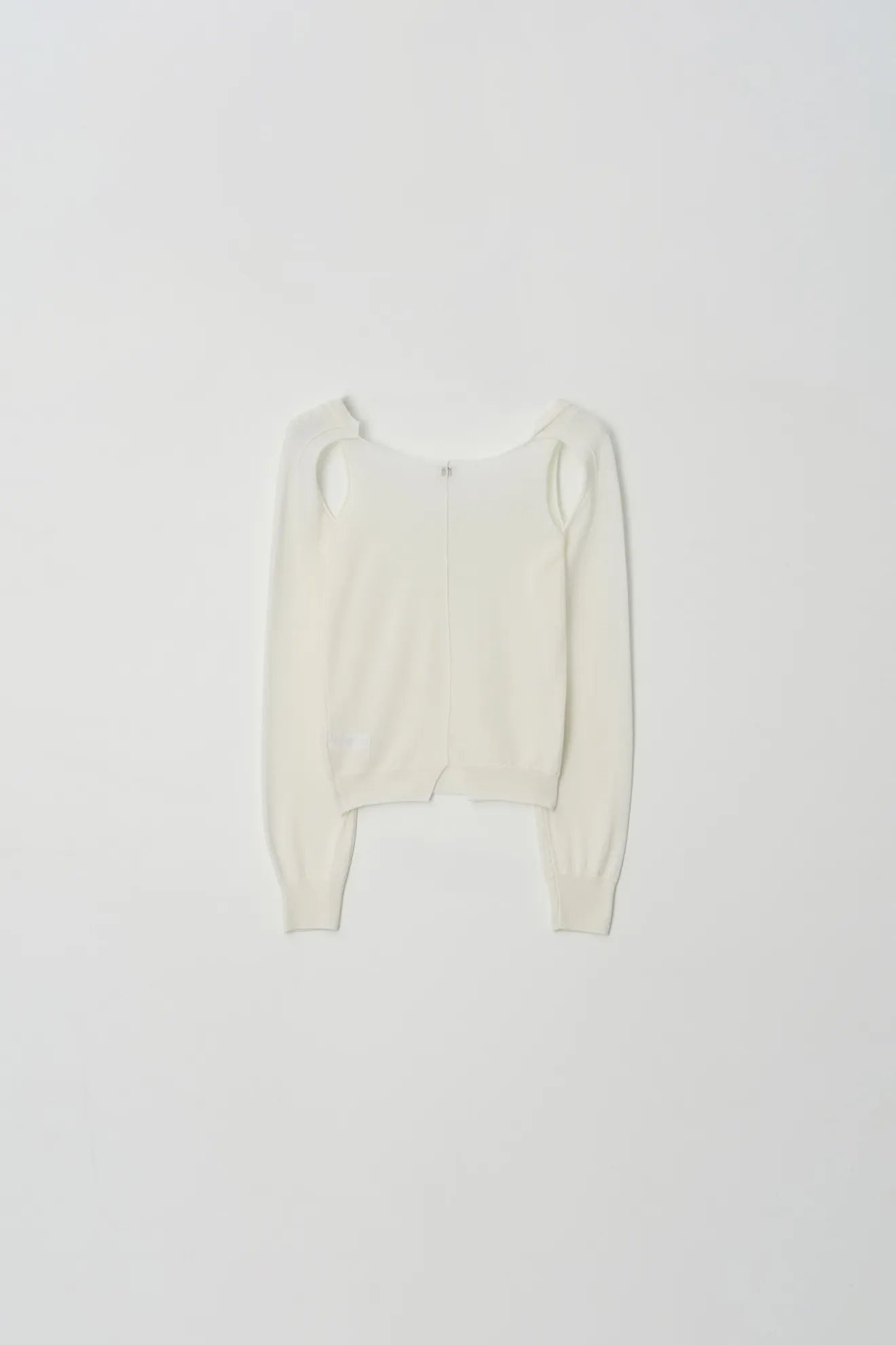 Atelier Edition Cut-Out Detail Wool Knit Top in Cream back view