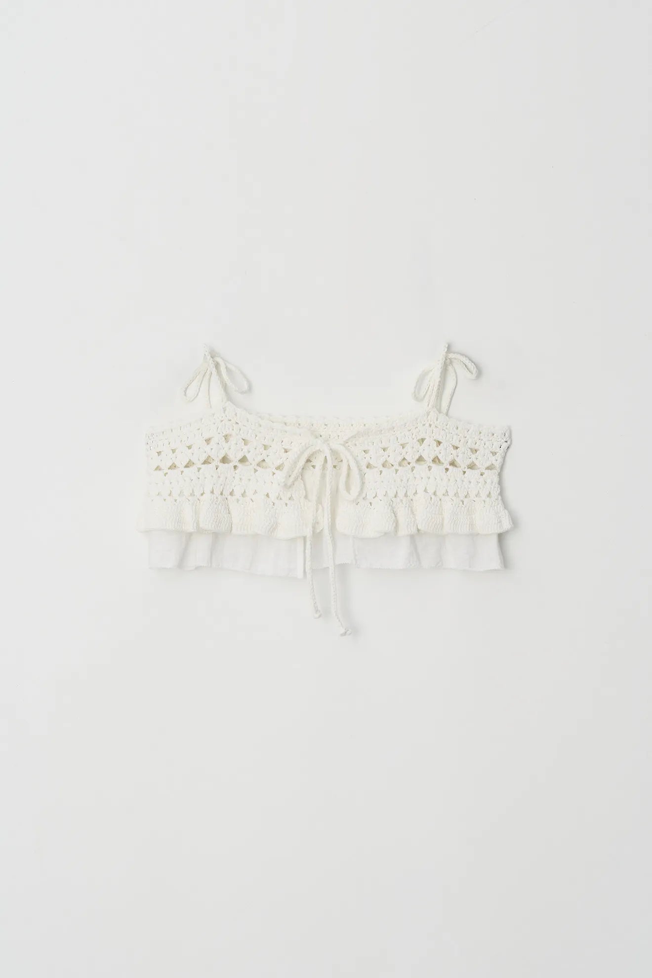 Front detail of Atelier Edition Hand-Knitted Frill Bustier Ivory