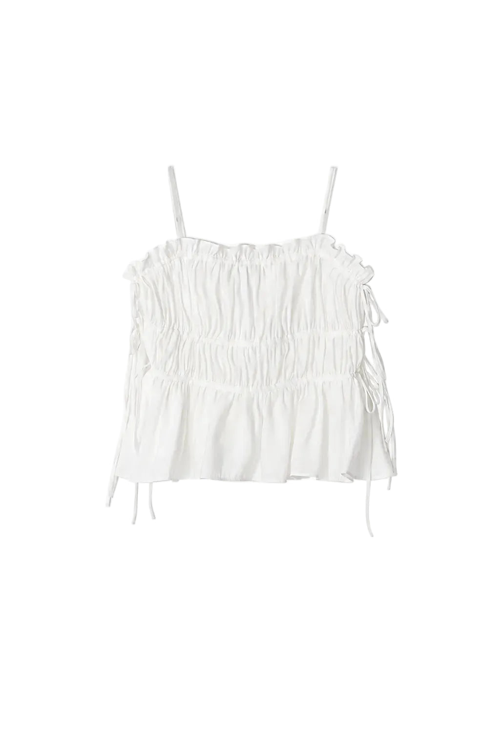 Atelier Edition Shirring String Pleated Top White