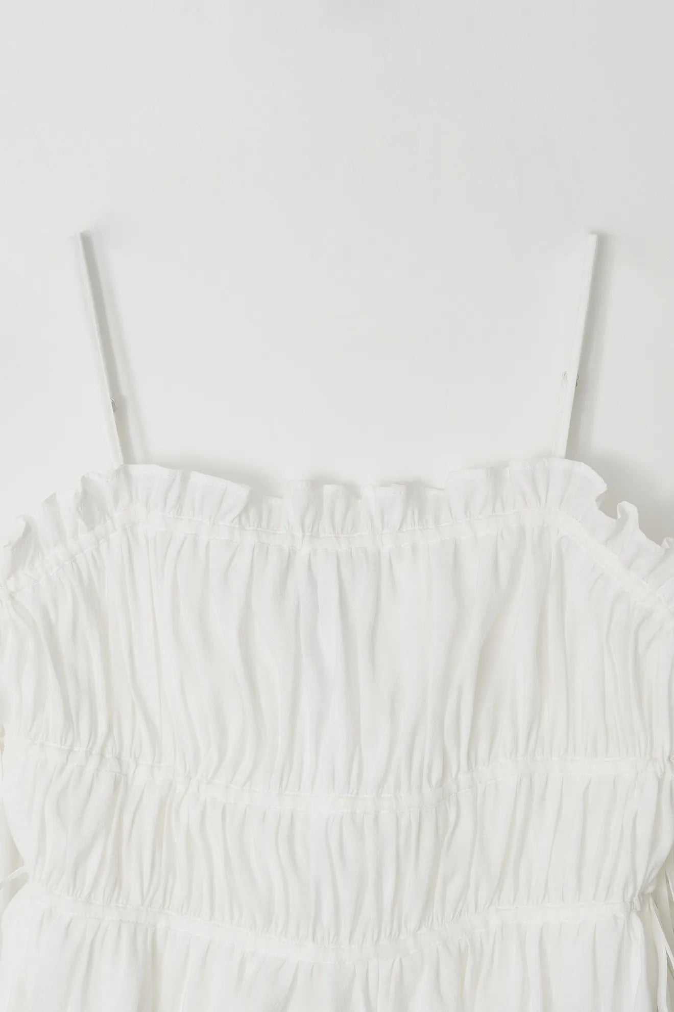 Shirring detail of Atelier Edition Shirring String Pleated Top White