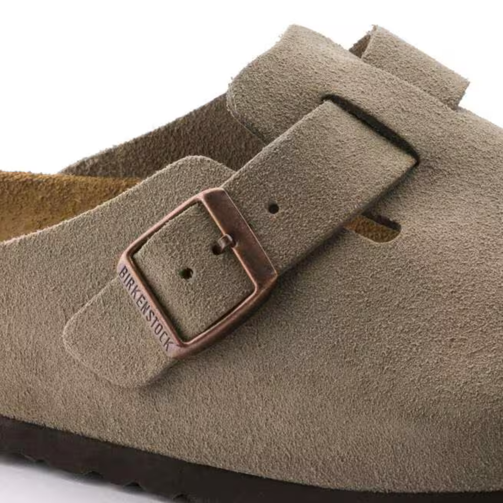 Birkenstock Boston VL Taupe buckle detail