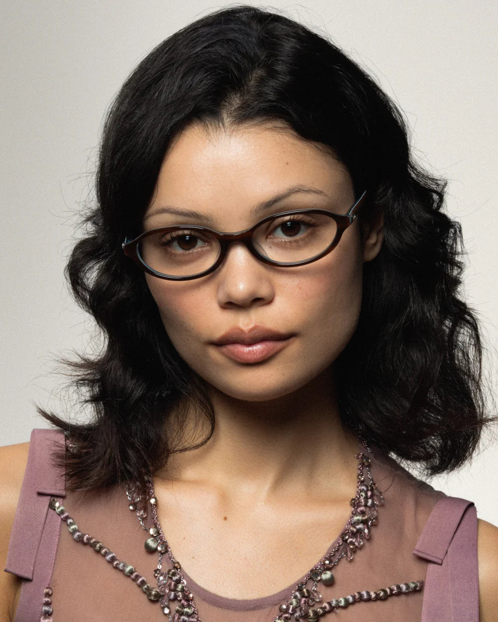 Model wearing Bonnie Clyde Baby Layered Teal Demi Clear