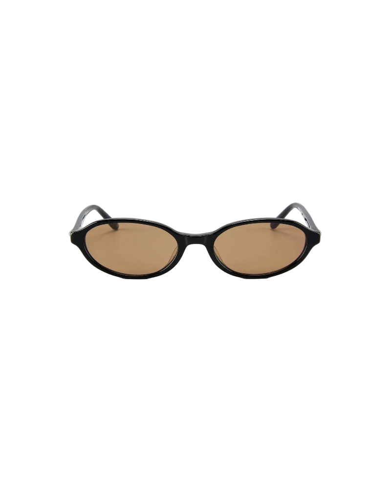 Bonnie Clyde baby sunglasses black brown oval acetate frame front view
