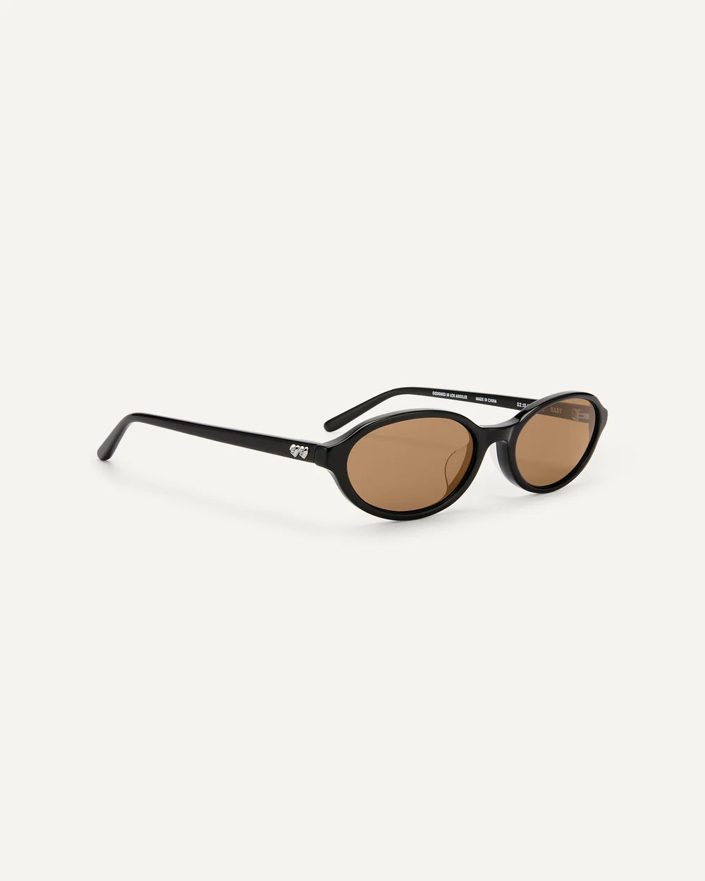 Side view Bonnie Clyde baby sunglasses black brown slim temple design