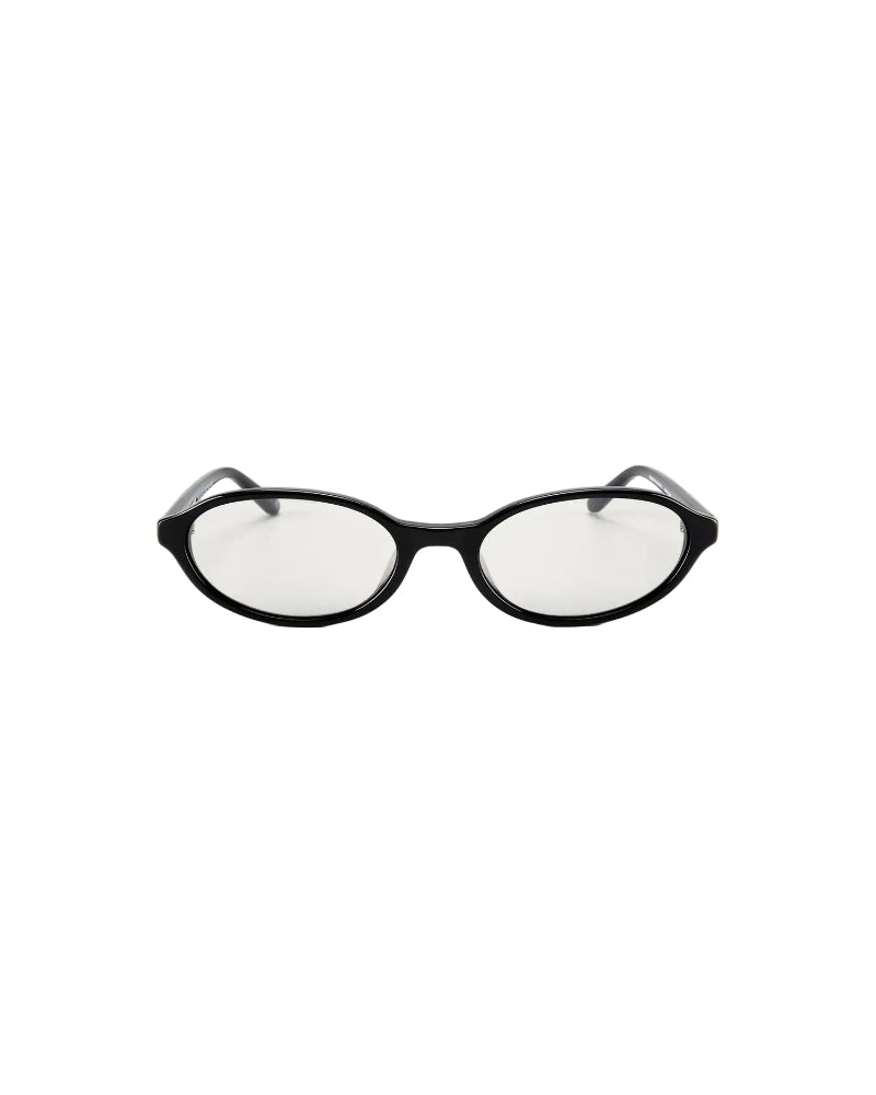 Bonnie Clyde baby sunglasses black clear front view oval acetate frame