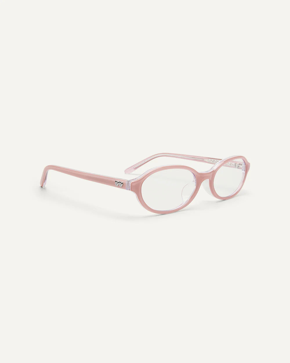 Bonnie Clyde Baby pink clear sunglasses slim oval acetate frame side angle