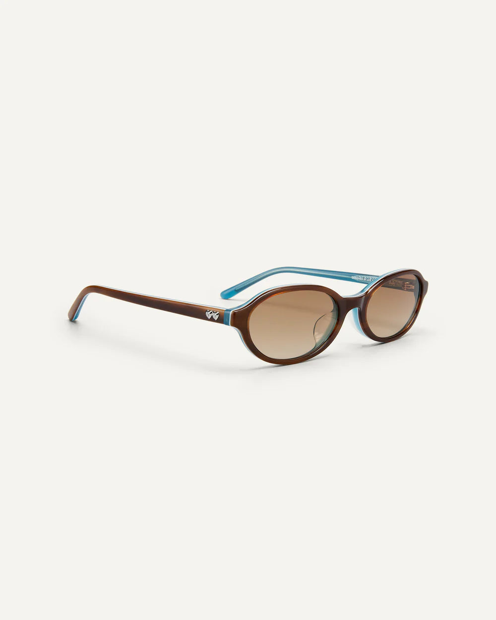 Side view of Bonnie Clyde Baby Sunglasses Layered Teal Demi Brown Gradient