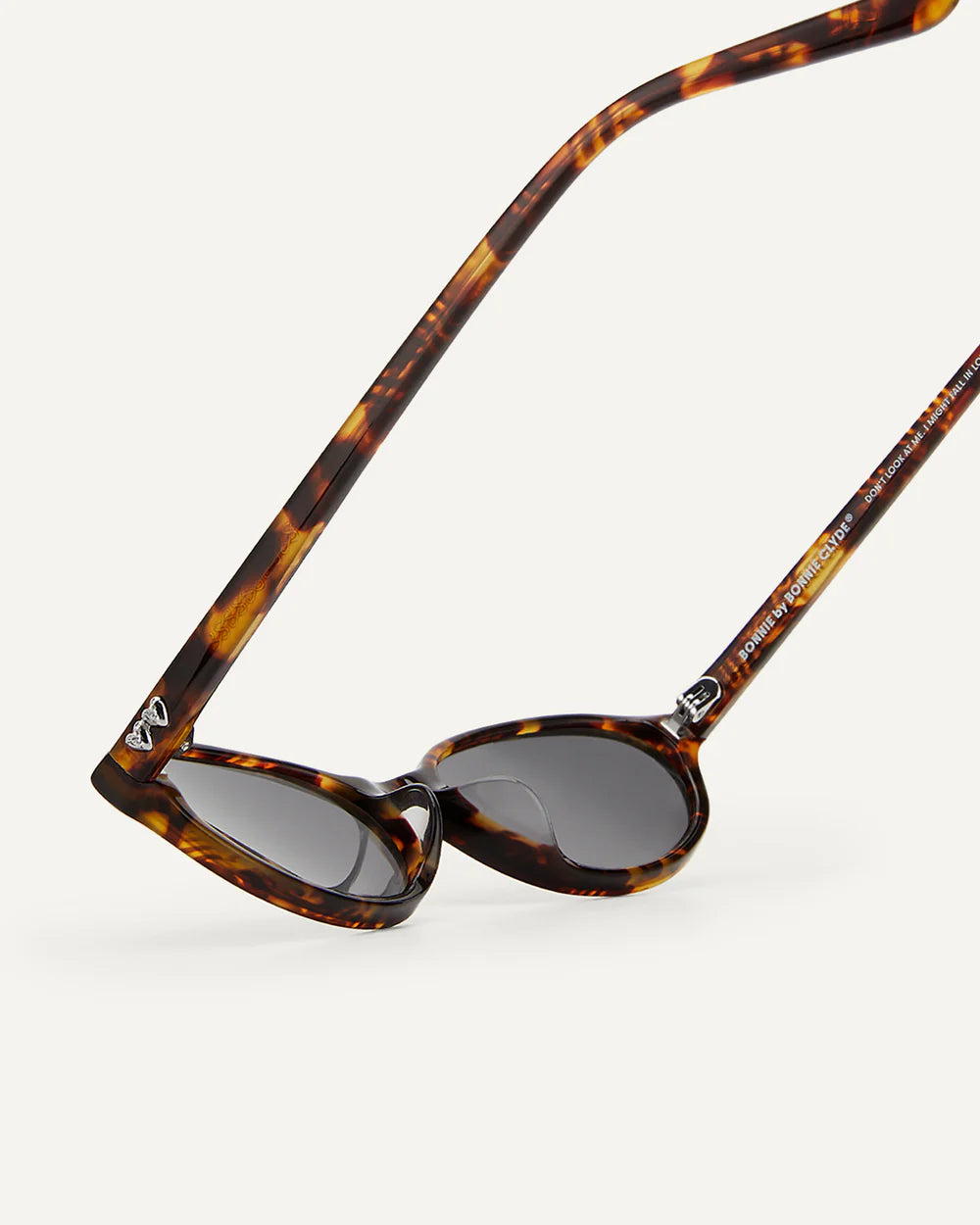 Detail of Bonnie Clyde baby sunglasses tortoise acetate frame with black lenses