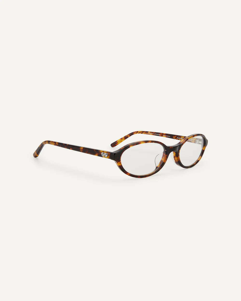 Side view Bonnie Clyde baby sunglasses tortoise clear slim oval frame