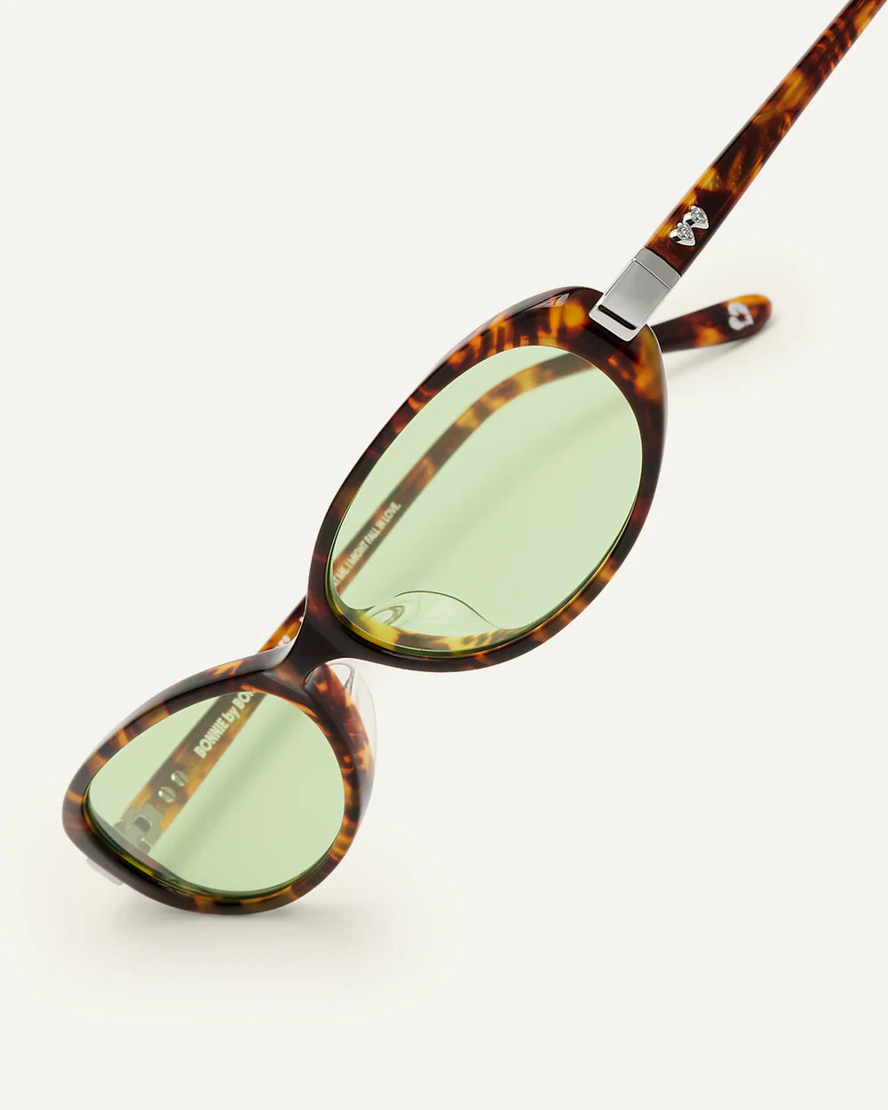 Detail of Bonnie Clyde Pixie Sunglasses Tortoise Green