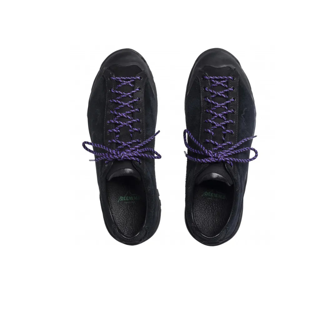 Diemme Movida Black Suede sneakers top view with purple laces