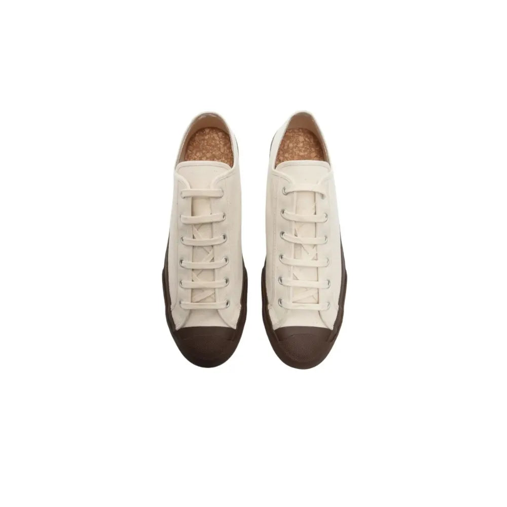 Doek Court Ecru Brown canvas sneakers top view