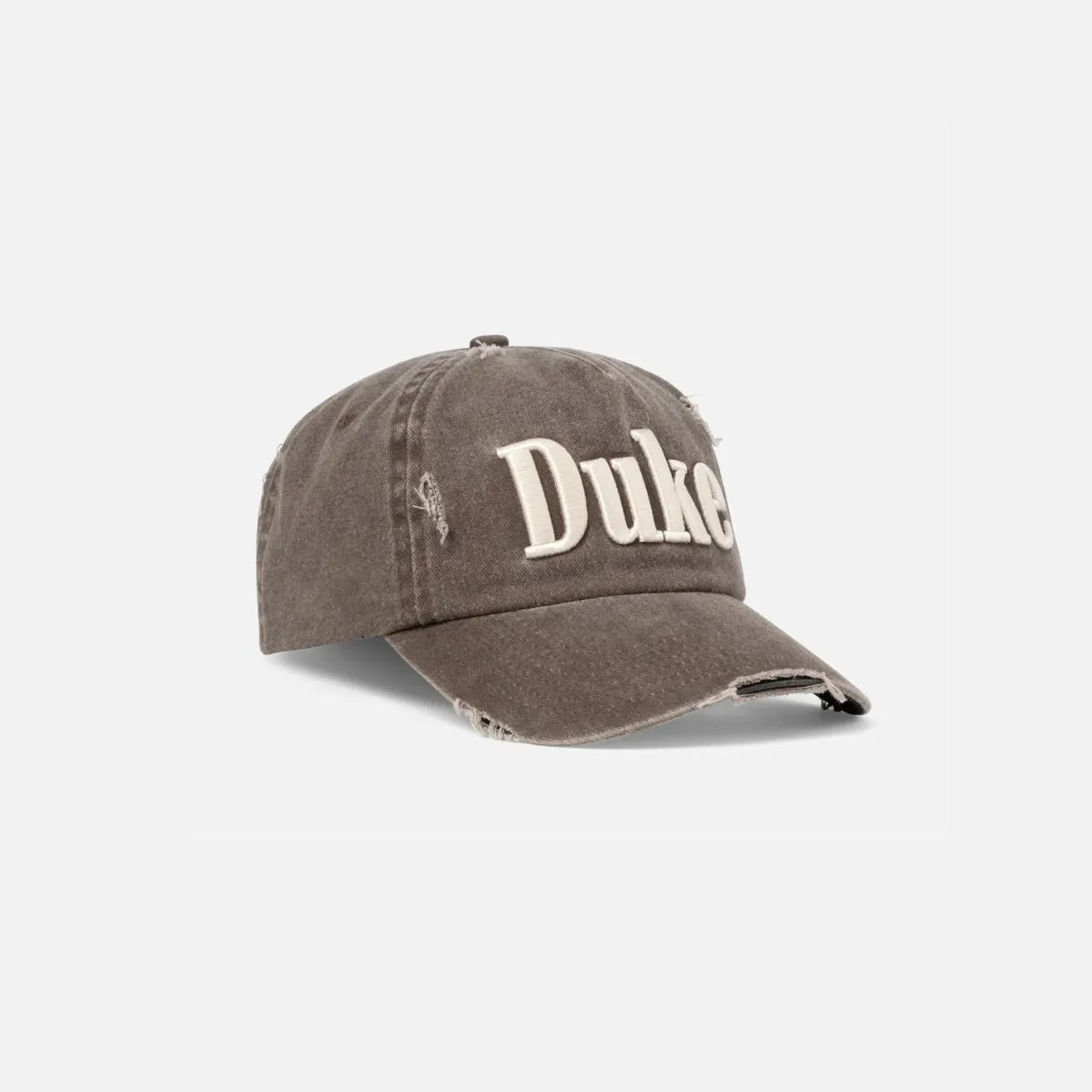 Angled view of Duke + Dexter Duke Washed Brown Cap