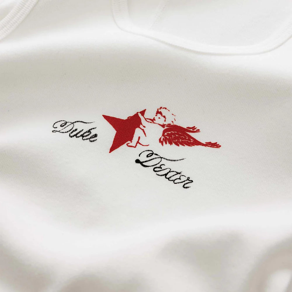 Duke and Dexter Duke Cherub Vest Vintage White graphic detail