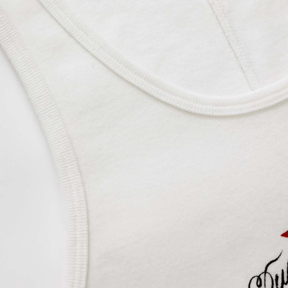 Duke and Dexter Duke Cherub Vest Vintage White rib knit detail
