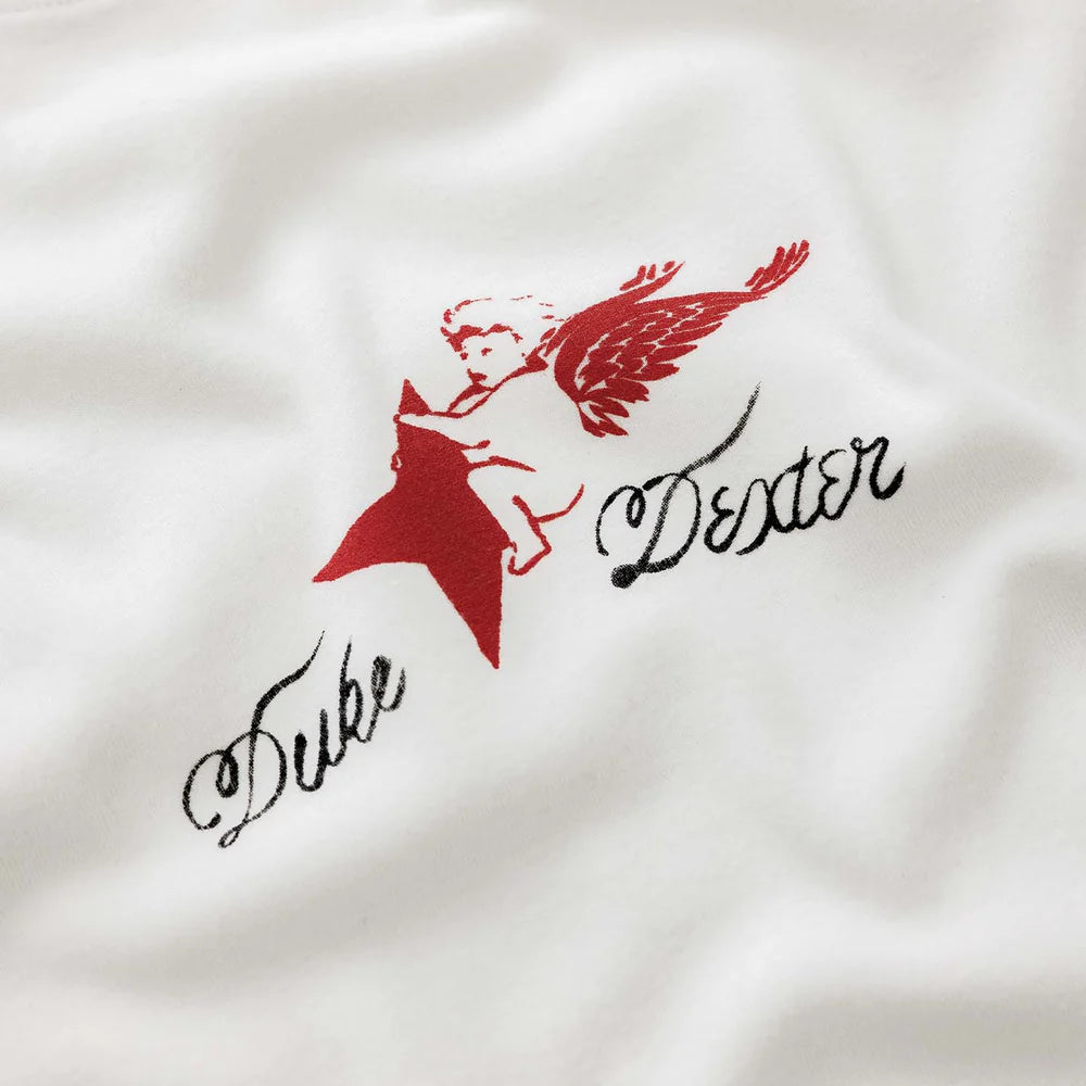 Duke and Dexter Plus Baby Tee Vintage White Red embroidered graphic detail