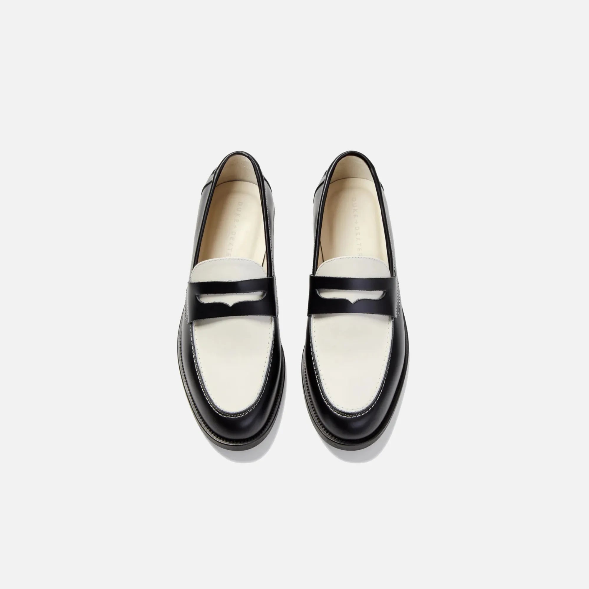 Duke and Dexter Wilde Penny Loafer Black White top view
