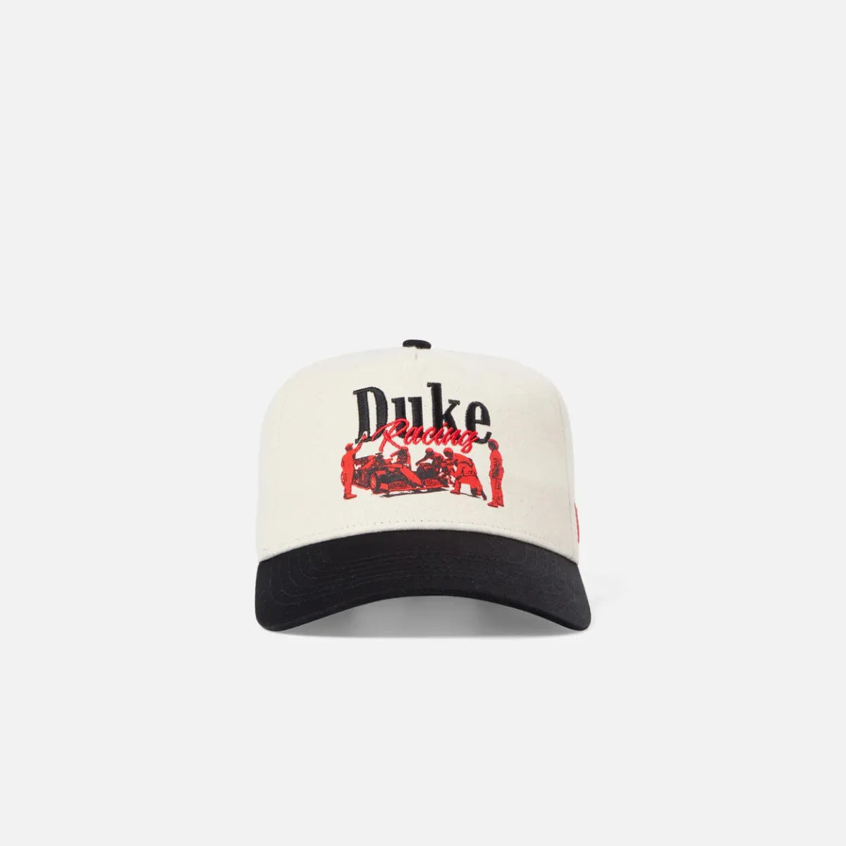 Duke + Dexter Duke Pit Stop Cream Cap front logo detail