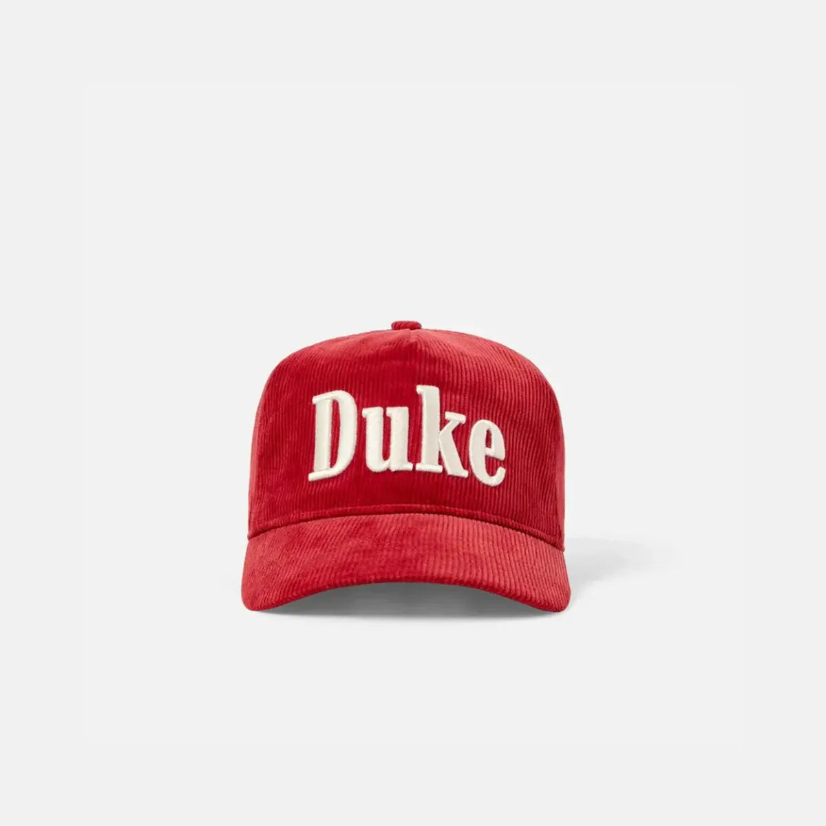 Duke + Dexter Duke Red Corduroy Cap front logo detail