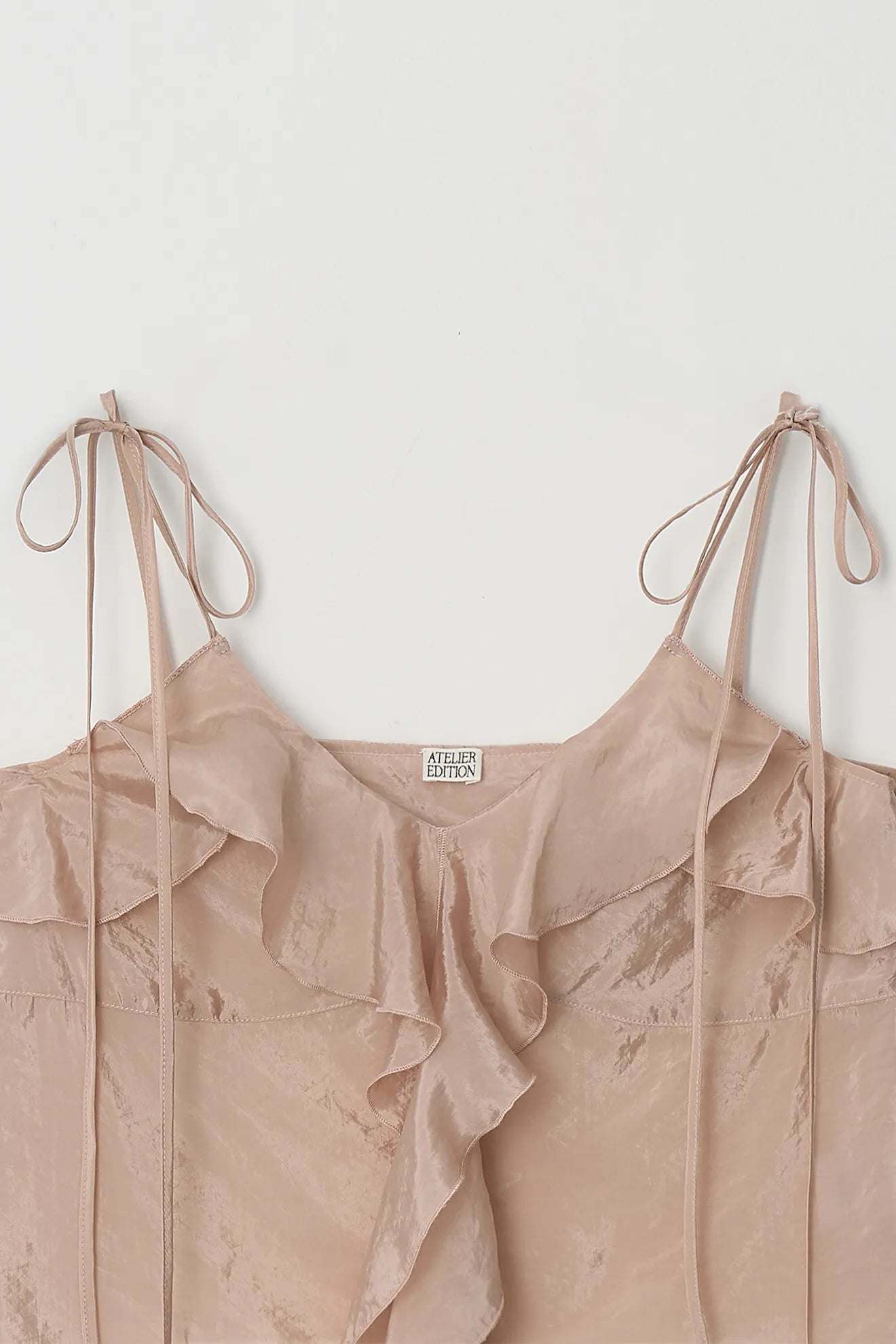 Ruffle detail of Embroidered Ruffle Blouse in Light Pink