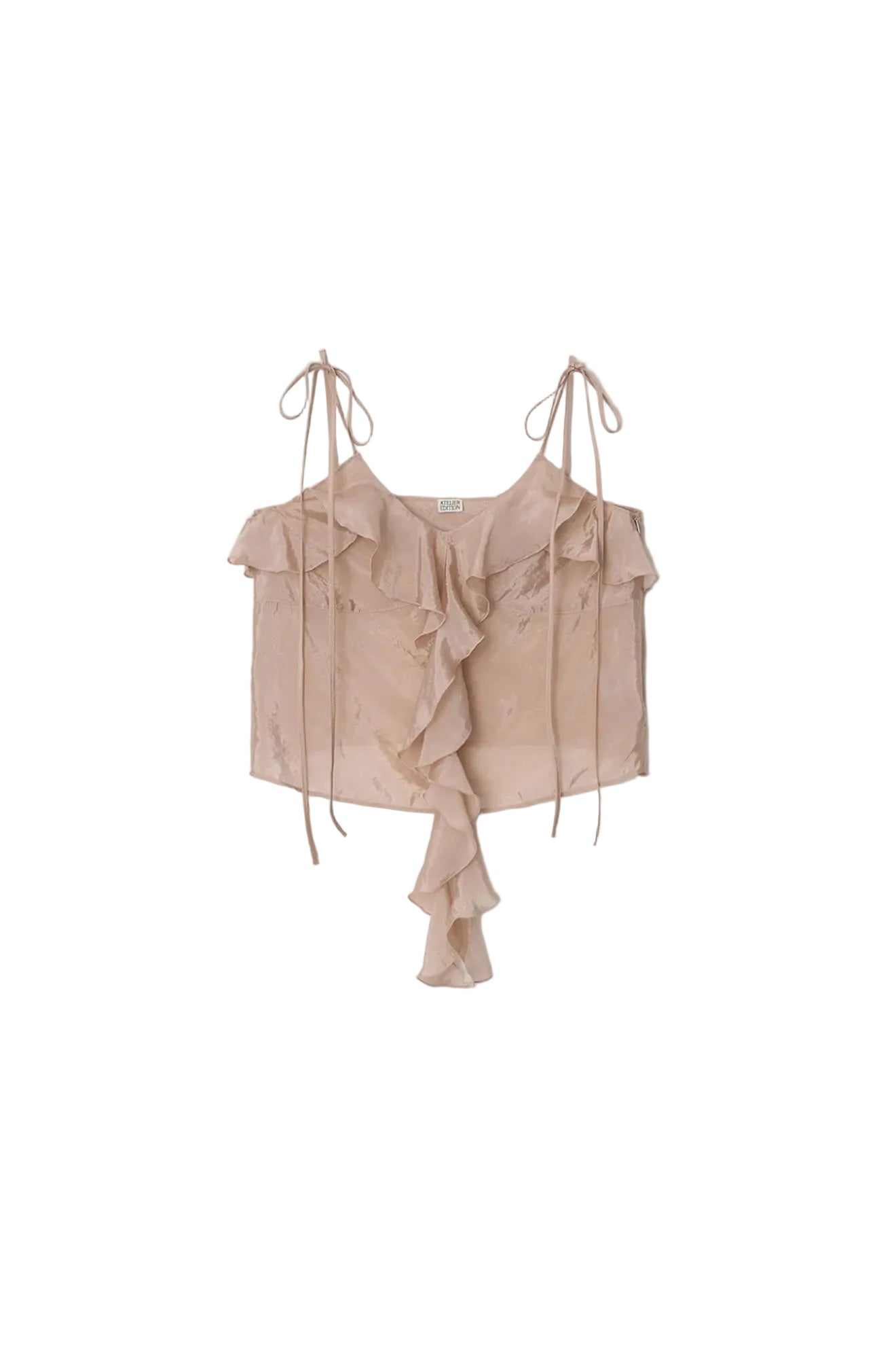 Embroidered Ruffle Blouse in Light Pink