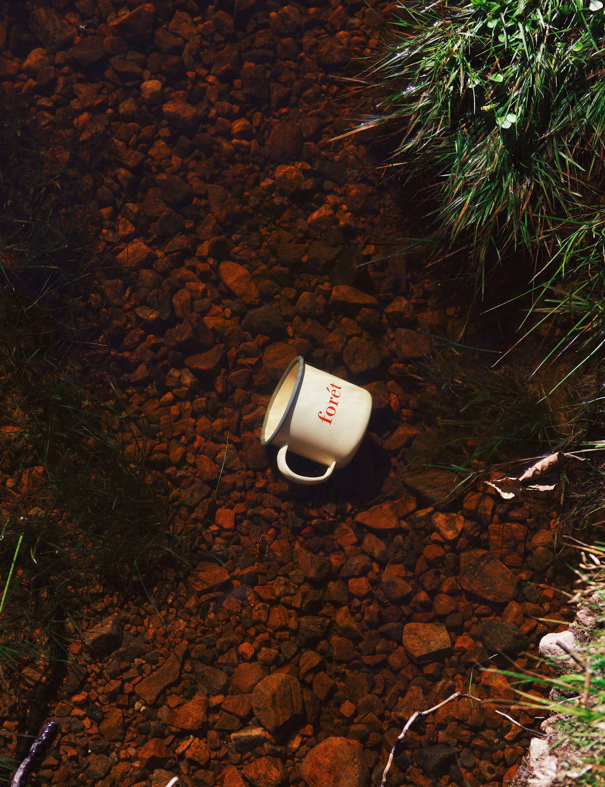 Foret Bean Enamel Mug in Cloud outdoor