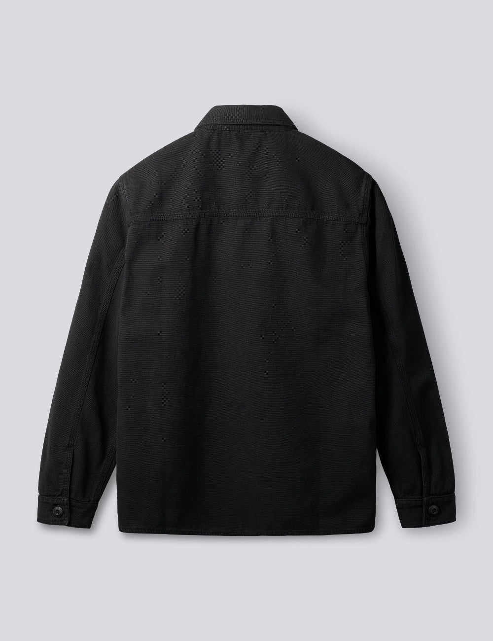 Foret Berry canvas overshirt black back view structured workwear design