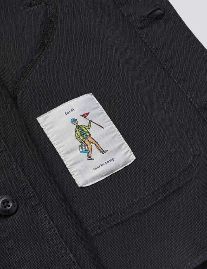 Foret Berry canvas overshirt black label detail premium organic cotton workwear
