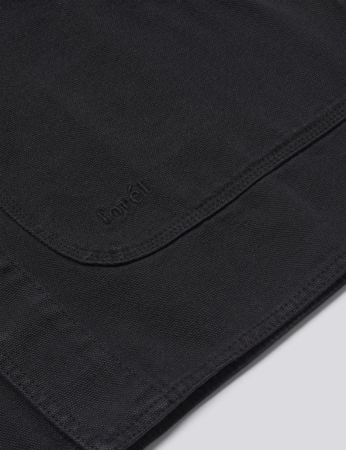 Foret Berry canvas overshirt black curved pocket detail workwear design