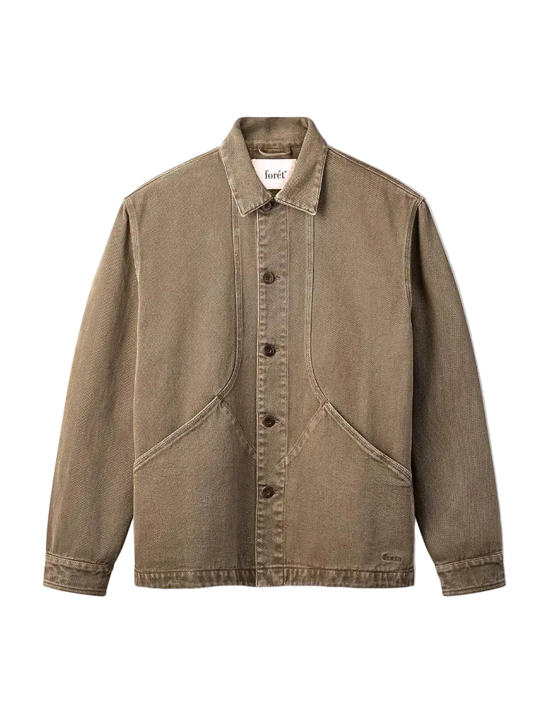 Foret Berry Denim Overshirt in Brown Denim