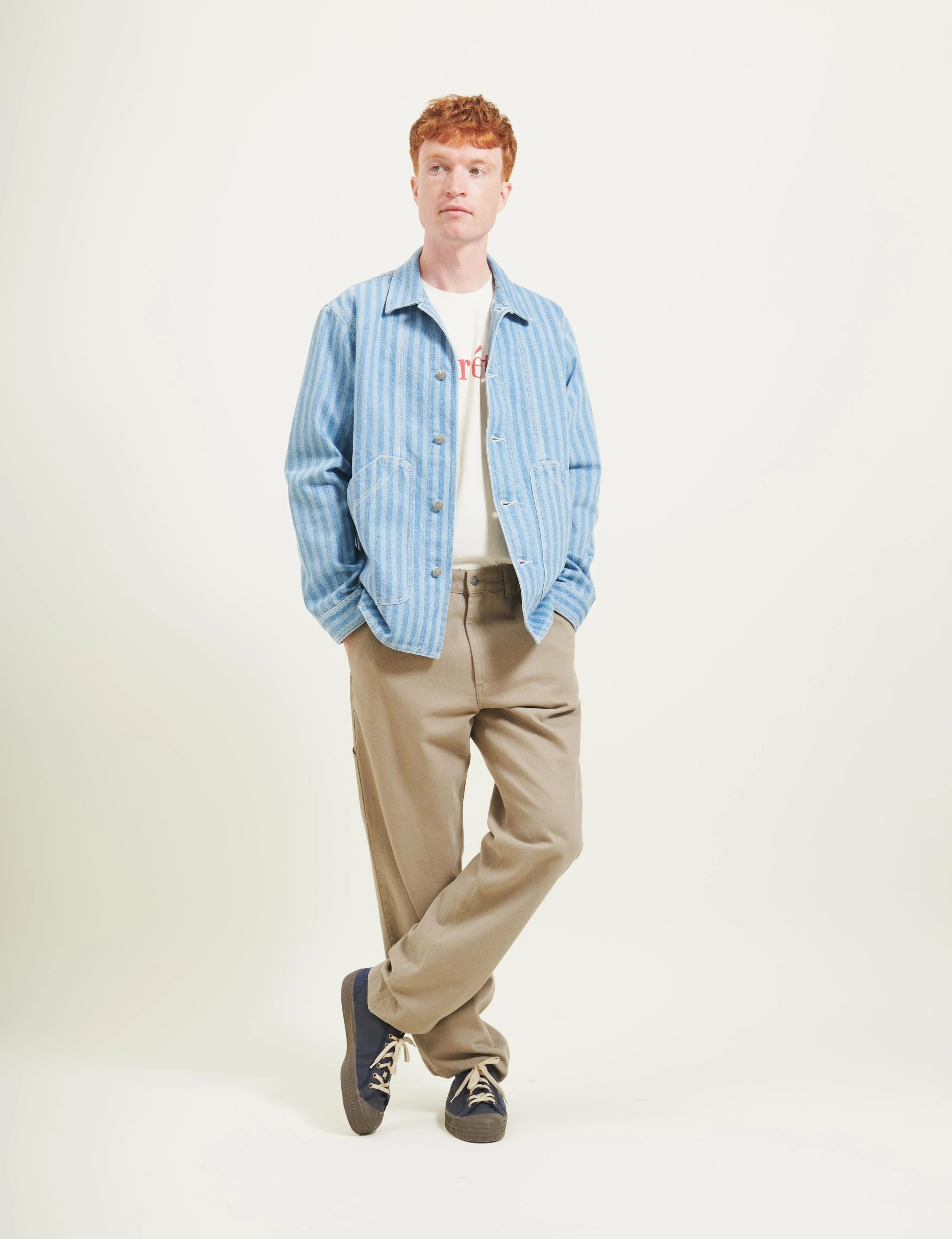 Foret Berry denim overshirt on body casual outfit layering workwear style