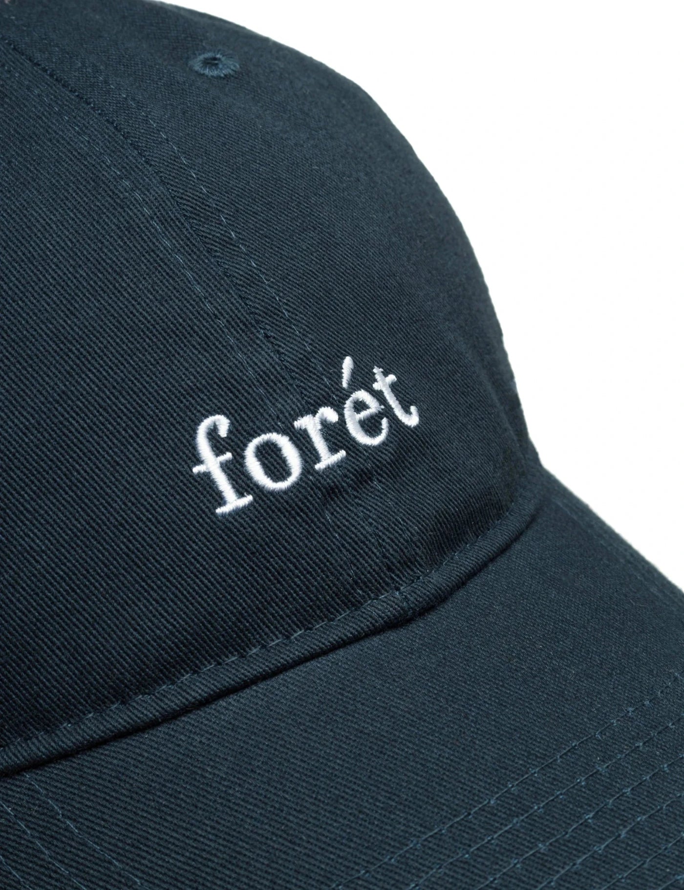 Foret Hawk Cap Navy logo embroidery detail cotton twill cap