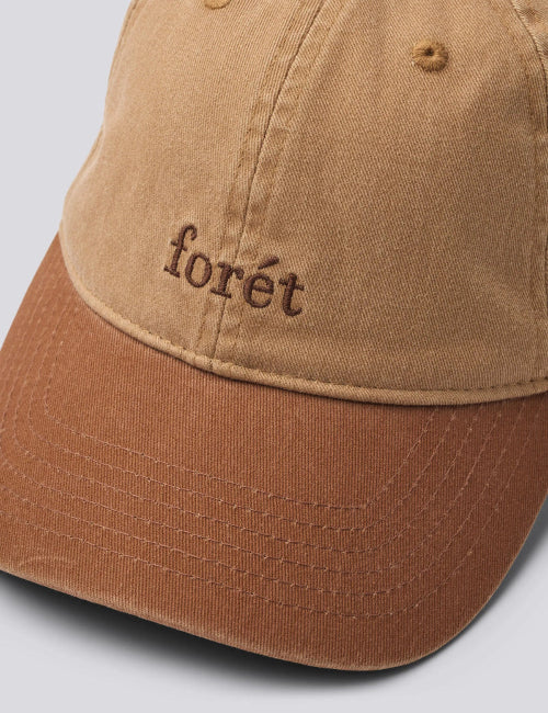 Detail of Foret Hawk Washed 2-Tone Cap in Khaki Brown