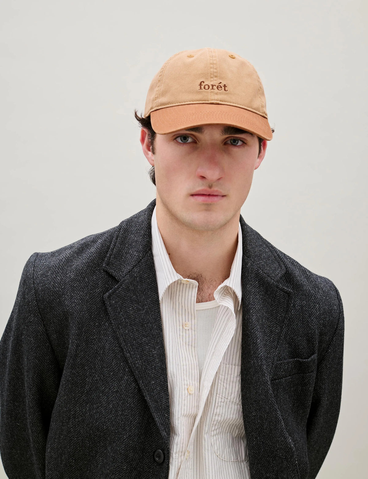 Foret Hawk Washed 2-Tone Cap in Khaki Brown worn