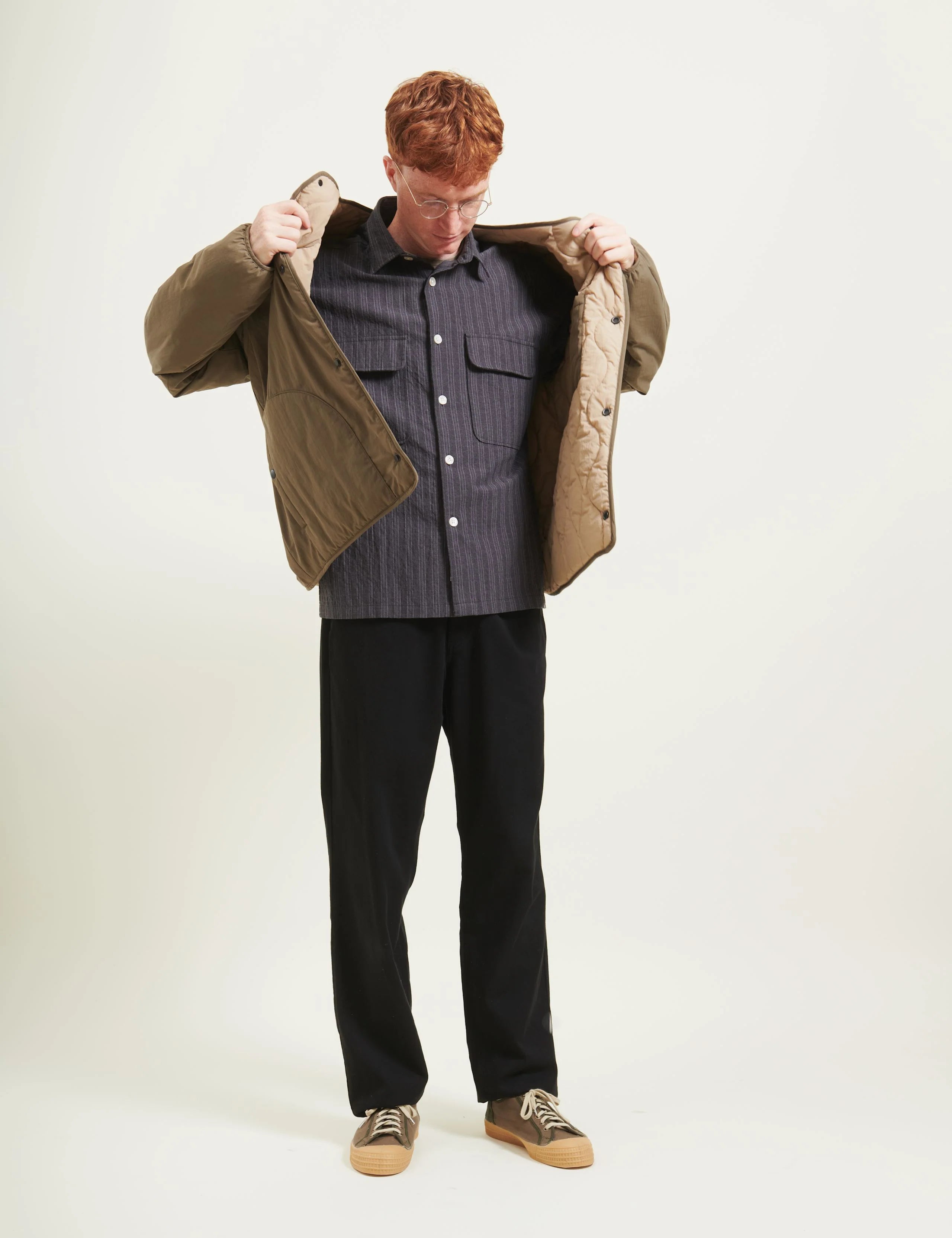 Lunar overshirt black stripe by Foret layered outfit casual smart styling