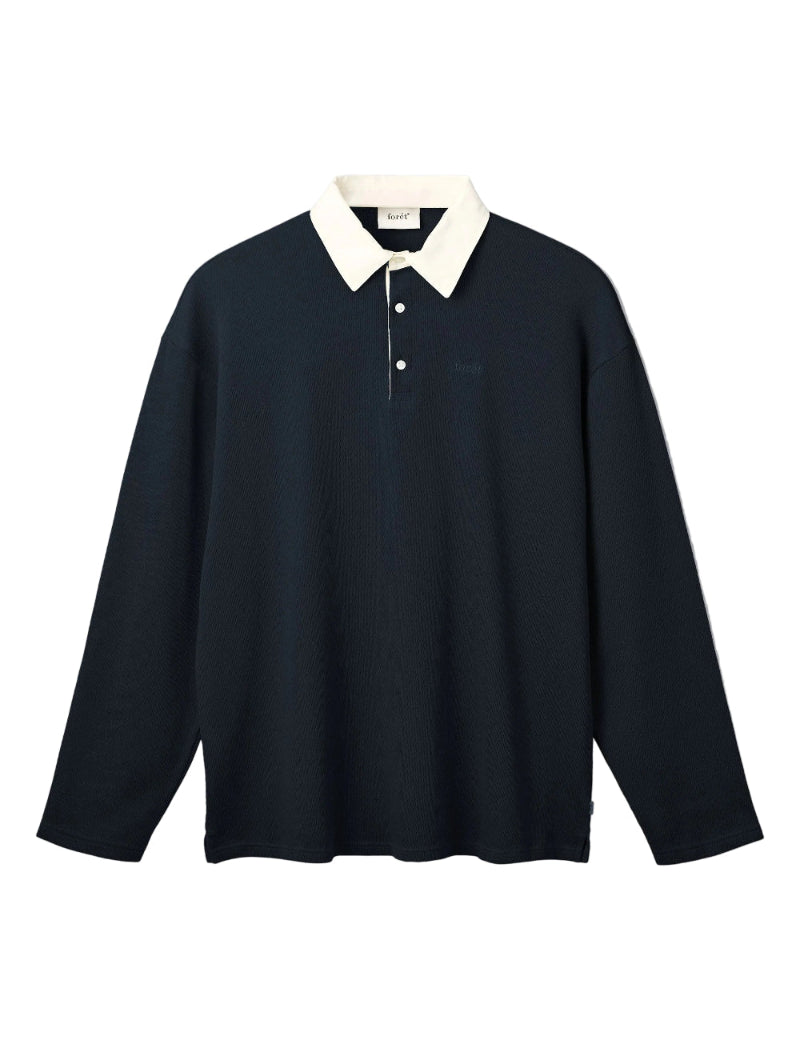 Foret MATCH rugby sweatshirt navy front view organic cotton relaxed fit