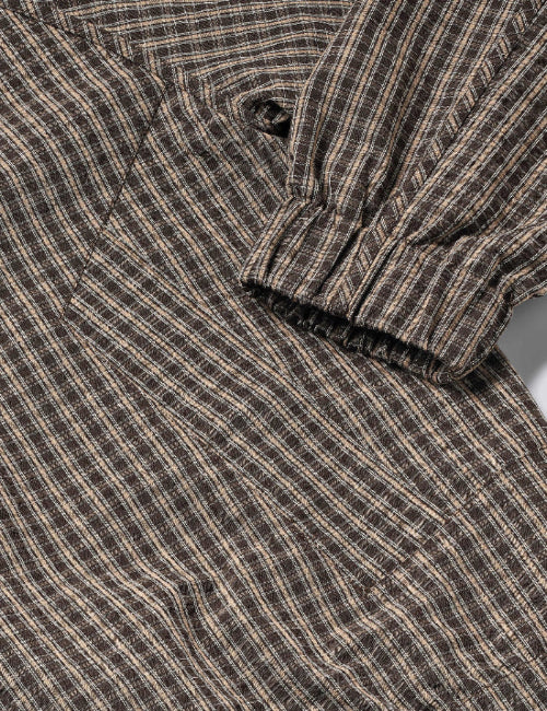 Fabric detail of Foret Stream Track Jacket in Wood Check