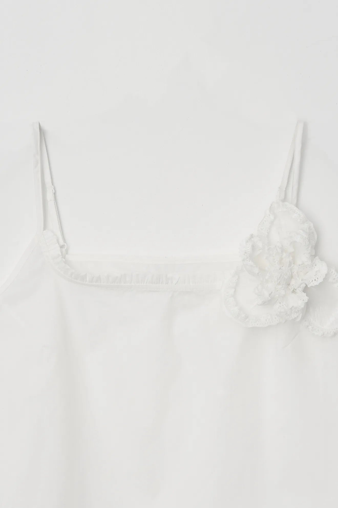 Front detail of Frilled and Embroidered Blouse in White