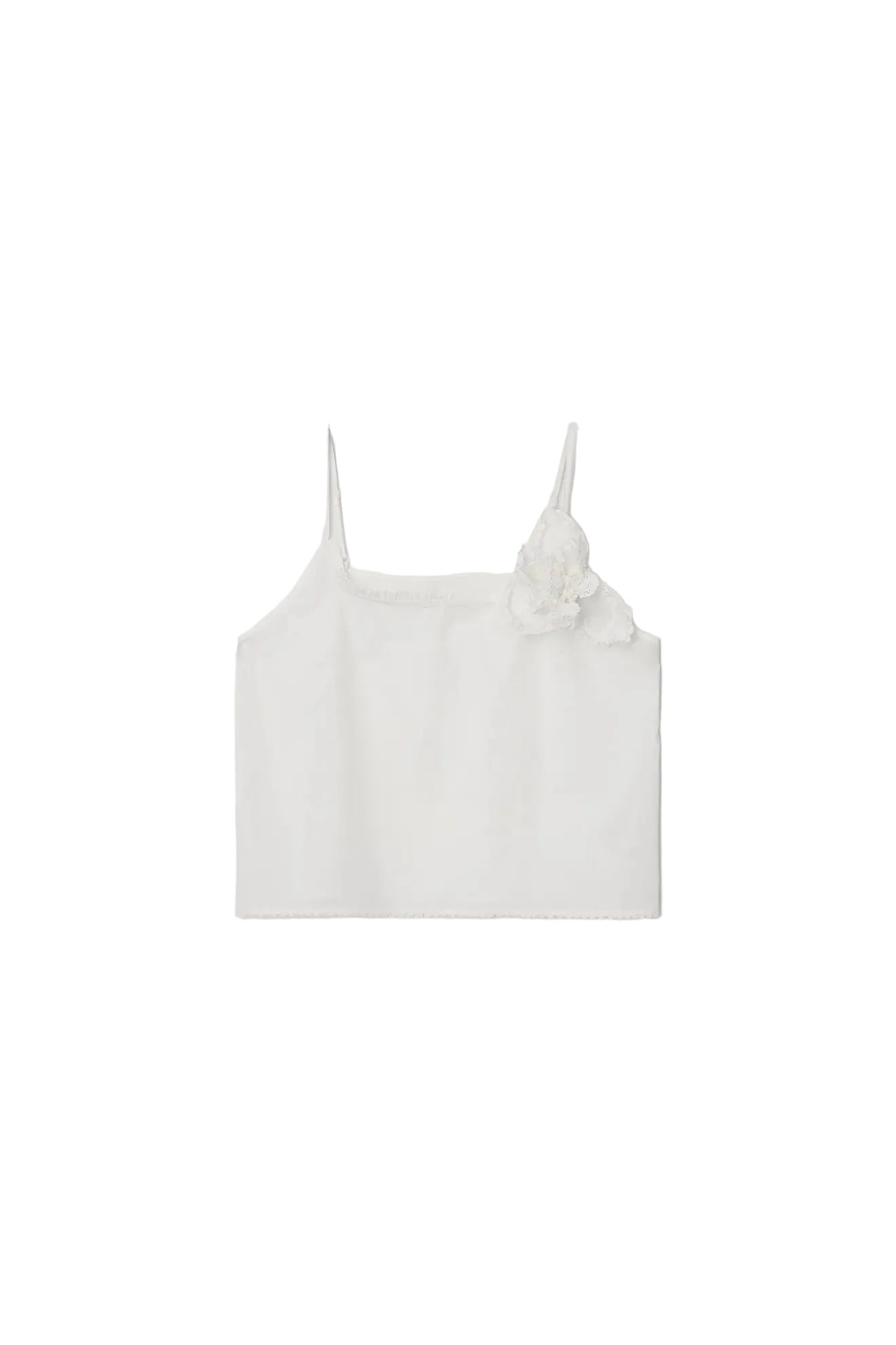 Frilled and Embroidered Blouse in White