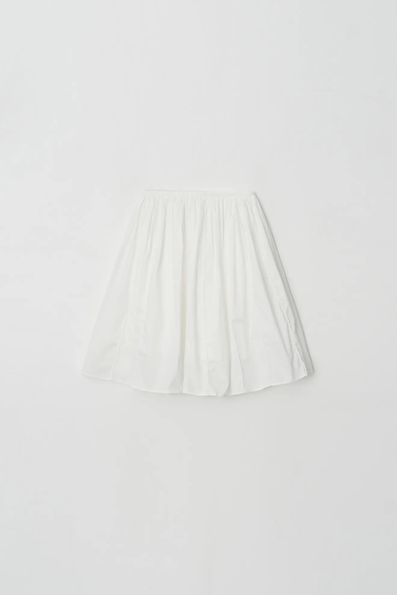Flat view of Frilled and Embroidered Skirt in White