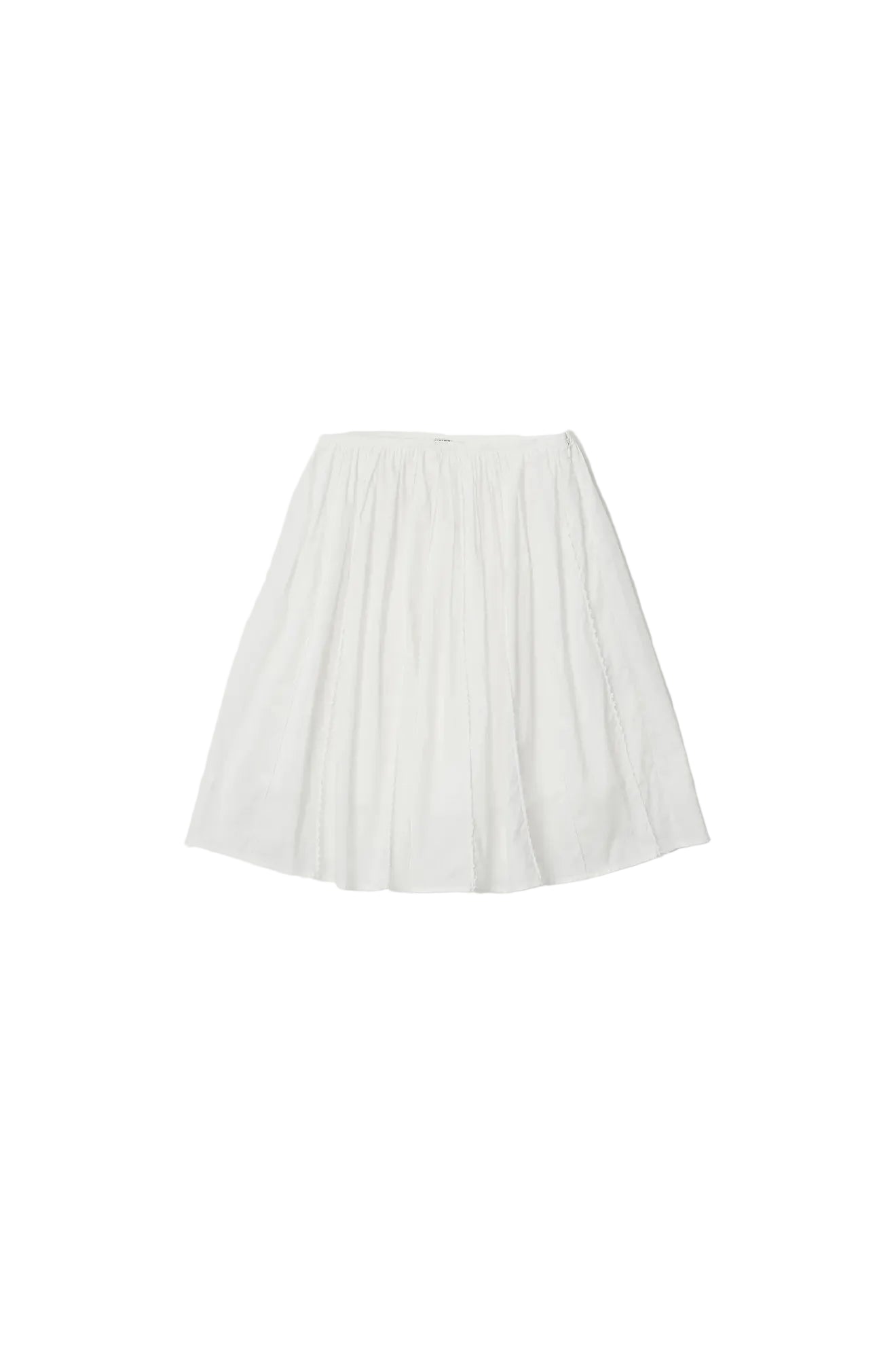 Frilled and Embroidered Skirt in White